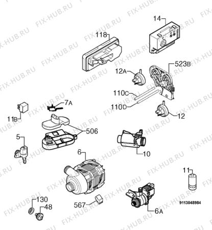 Взрыв-схема посудомоечной машины Electrolux ESF63021X - Схема узла Electrical equipment 268